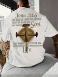 Men's T-Shirt John 316 For God So Loved The World With Wooden Cross And Glowing Light