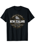 Men's T-Shirt Land Of The Kiwi Golden Sunburst With Central Standing Bird New Zealand