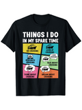 Men's T-Shirt Things I Do In My Spare Time With Colorful Boxes And Classic Car Illustration