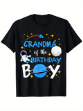 Men's T-Shirt Grandma Of The Birthday Boy With Astronaut And Outer Space Theme Saturn Planet