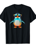 Men's T-Shirt Cool Blue Penguin With Sunglasses Standing In Bold Attitude Penguin