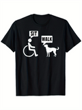 Men's T-Shirt Sit Walk Command Speech Bubbles Person And Dog
