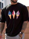 Men's T-Shirt Colorful Summer Swirls With Red White Blue Ice Cream Cones