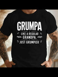 Men's T-Shirt Grumpa Like A Regular Grandpa Just Grumpier Bold White Text On Black Shirt