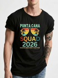 Men's T-Shirt Punta Cana Squad 2026 Retro Sunset With Palm Trees And Sunglasses
