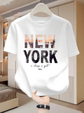 Men's T-Shirt New York City Skyscape Text With Skyline Reflection T Shirt