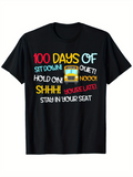 Men's T-Shirt Bright Colorful Lettering With A Yellow School Bus On Black T Shirt