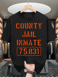 Men's T-Shirt County Jail Inmate Number Printed On Black T Shirt
