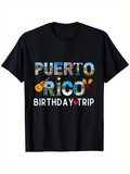 Men's T-Shirt Puerto Rico Colorful Island Birthday Trip With Festive Guitar