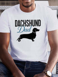 Men's T-Shirt Dachshund Dad Silhouette Design With Elegant Script Talking About A Dog