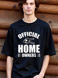 Men's T-Shirt Official Home Owners With Bold White Text And Cartoon Key