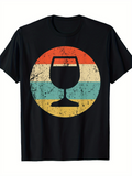Men's T-Shirt Vintage Sunset Colors Featuring A Classic Wine Glass Silhouette