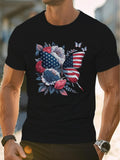 Men's T-Shirt Patriotic Butterfly With Roses And Vintage American Flag Flowers