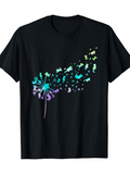 Men's T-Shirt Floral Wind With Multicolored Butterflies Flowing Gracefully From Dandelion Seeds