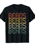 Men's T-Shirt Beans Colorful Retro Lettering Pattern Beans