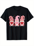 Men's T-Shirt Valentines Day Gnomes With Hearts Dots Stripes And Long Hats Gnome