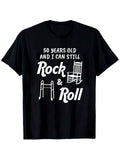 Men's T-Shirt Fifty Years Old And I Can Still Rock And Roll With Walker And Rocking Chair