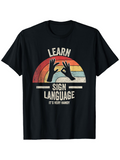 Men's T-Shirt Learn Sign Language Retro Rainbow Graphic Hands T Shirt