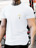 Men's T-Shirt Gold Cross Emblem With Bold S Below Symbol