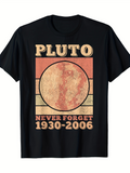 Men's T-Shirt Never Forget Vintage Planet Pluto With Textured Circle Design