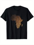 Men's T-Shirt Golden Fingerprint Lines Forming African Continent Silhouette Map