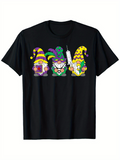 Men's T-Shirt Colorful Carnival Party Gnomes With Playful Hats And Masks