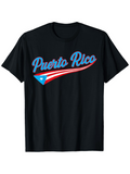 Men's T-Shirt Puerto Rico Script With Red Blue Artistic Flag Graphic