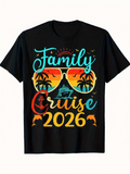 Men's T-Shirt Family Cruise 2026 Sunset Palms Ocean With Dolphins Sunglasses