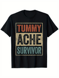 Men's T-Shirt Tummy Ache Survivor Vintage Distressed Block Lettering Graphic T Shirt
