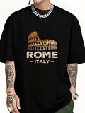 Men's T-Shirt Rome Italy Colosseum With Illuminated Golden Stone Landmark