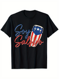 Men's T-Shirt Soy Salsero Patriotic Bongo With Shining Red And Blue Accents Drum