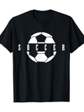 Men's T-Shirt Soccer Bold Letters With Graphic Geometric Style Ball Design Soccer Ball