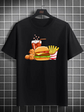 Men's T-Shirt Crispy French Fries With Soda And Classic Hamburger
