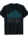 Men's T-Shirt Technology Rain Cloud With Blue Digital Code Drops Cloud