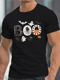Men's T-Shirt Boo Spooky Ghosts With Webs And Halloween Pumpkins
