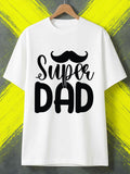 Men's T-Shirt Super Dad Black Moustache Graphic Surrounding Handwritten Typography T Shirt