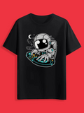 Men's T-Shirt Dreamy Moonlit Pool With Whimsical Astronaut And Playful Octopus