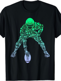 Men's T-Shirt Neon Glow With Small Objects Forming Rugby Player
