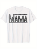 Men's T-Shirt Checkered Monochrome Blocks Framing Bold Lettering Mama