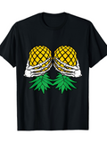 Men's T-Shirt Skeleton Hands Holding Fresh Yellow Pineapple Graphic Pineapple