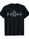 Men's T-Shirt Heartbeat Line With Ancient Arrowhead Symbol Among Pulse Waves
