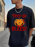 Men's T-Shirt Trick Or Bleed Glowing Halloween Pumpkin With Blood Stains