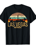 Men's T-Shirt Sunset Desert Horizon With Iconic Casinos And Palms Las Vegas