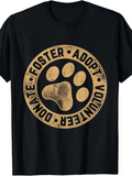 Men's T-Shirt Donate Volunteer Foster Adopt Circular Badge With Golden Pawprint