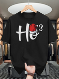 Men's T-Shirt Ho Ho Ho With Santa Hat Festive Black Holiday T Shirt