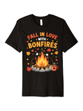 Men's T-Shirt Fall In Love With Bright Flames Autumn Leaves Hot Drink Bonfire