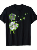 Men's T-Shirt Green Leaves Floating Among Airy Dandelion Fluffy Seeds