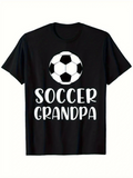 Men's T-Shirt Soccer Grandpa Classic Black And White Ball Over Lettering T Shirt
