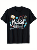 Men's T-Shirt Medical Assistant With Colorful Medical Tools Surrounding Stethoscope And Syringe