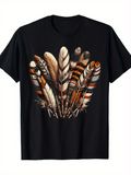 Men's T-Shirt Natural Patterned Feathers Arranged In A Cluster Under Soft Light Feather